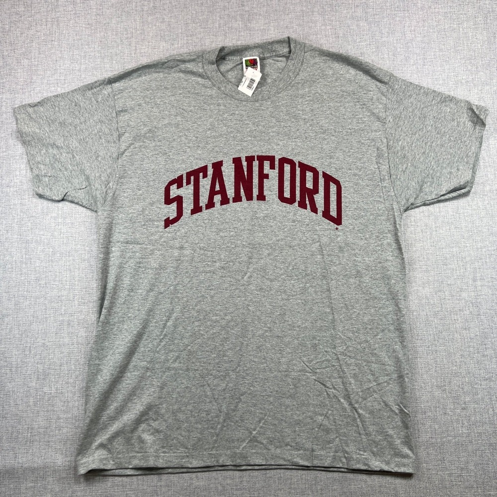 Stanford University T Shirt Men XL Fruit Of The Loom Hvy Cotton Gray College NEW